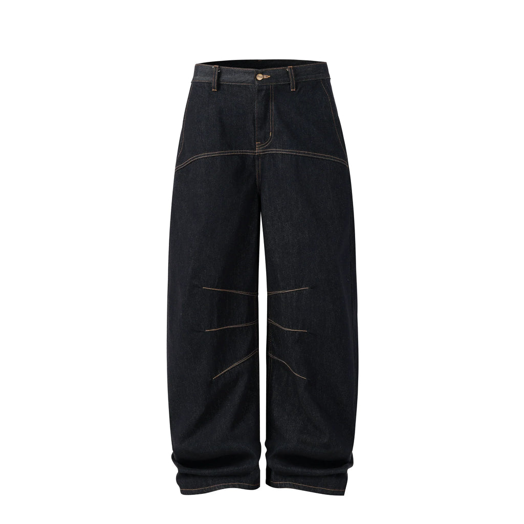 NOVACAM Yellow Stitch Baggy Jeans