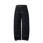 NOVACAM Yellow Stitch Baggy Jeans