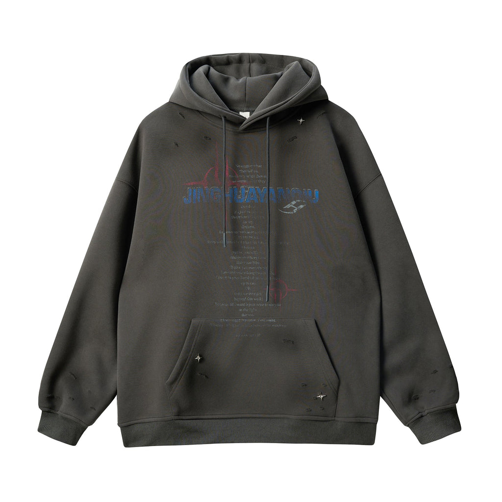 JHYQ Star Rivets and Letter Print Hoodie