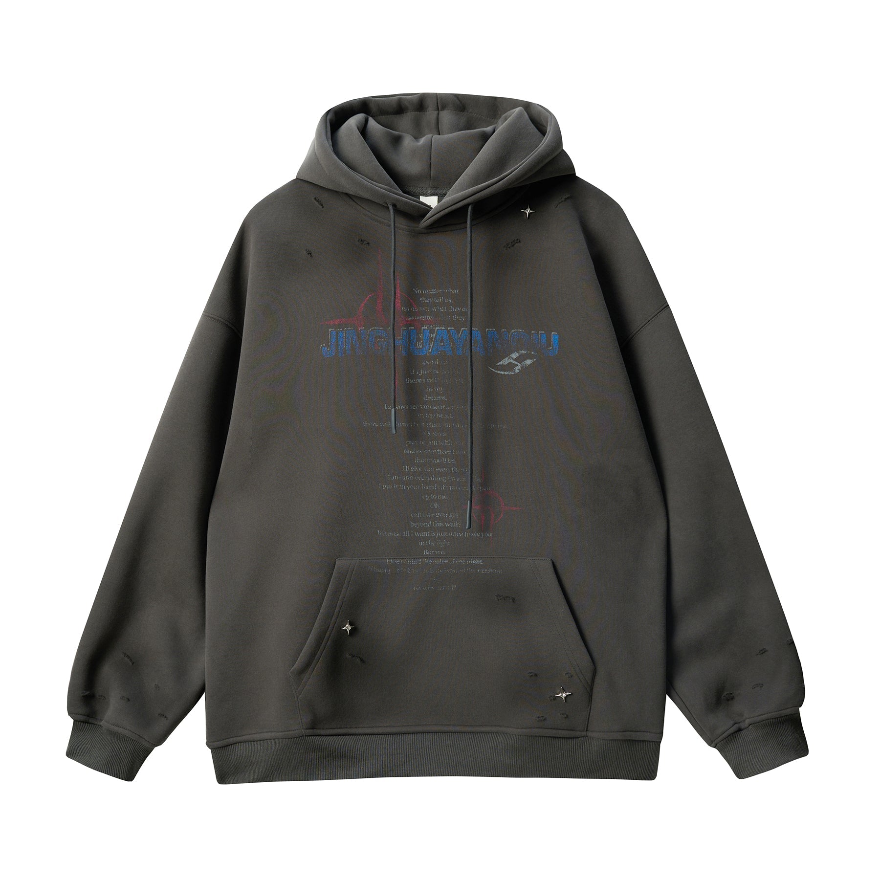 JHYQ Star Rivets and Letter Print Hoodie