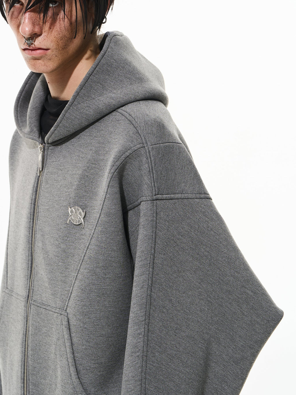 BLIND NO PLAN 3D Reconstructed Inverted Sleeves Zip-Up Hoodie