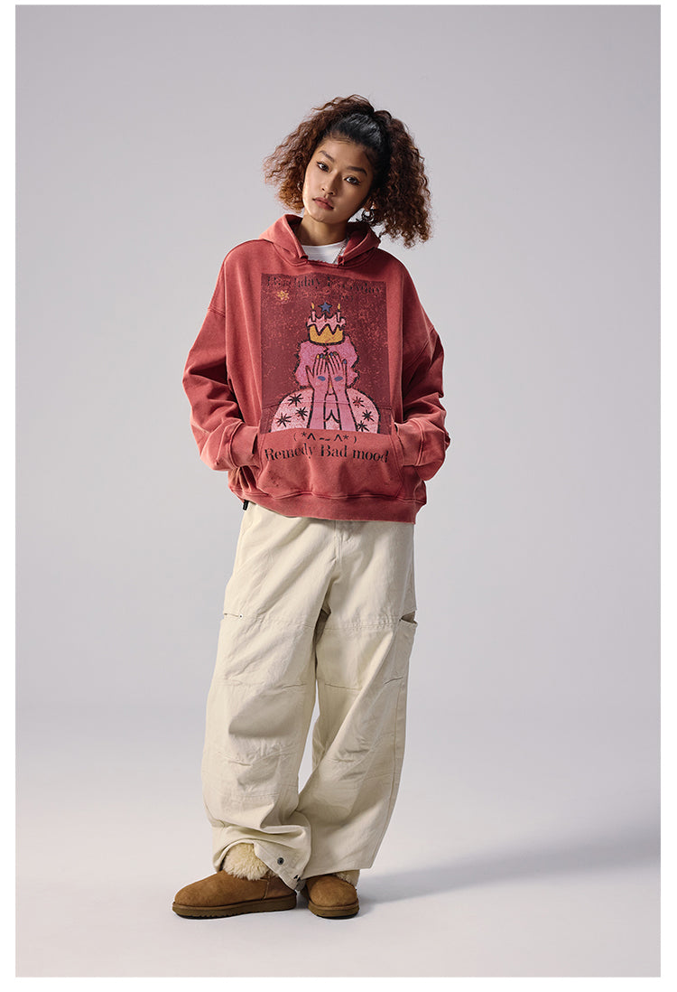 Remedy Washed Distressed Print Hoodie
