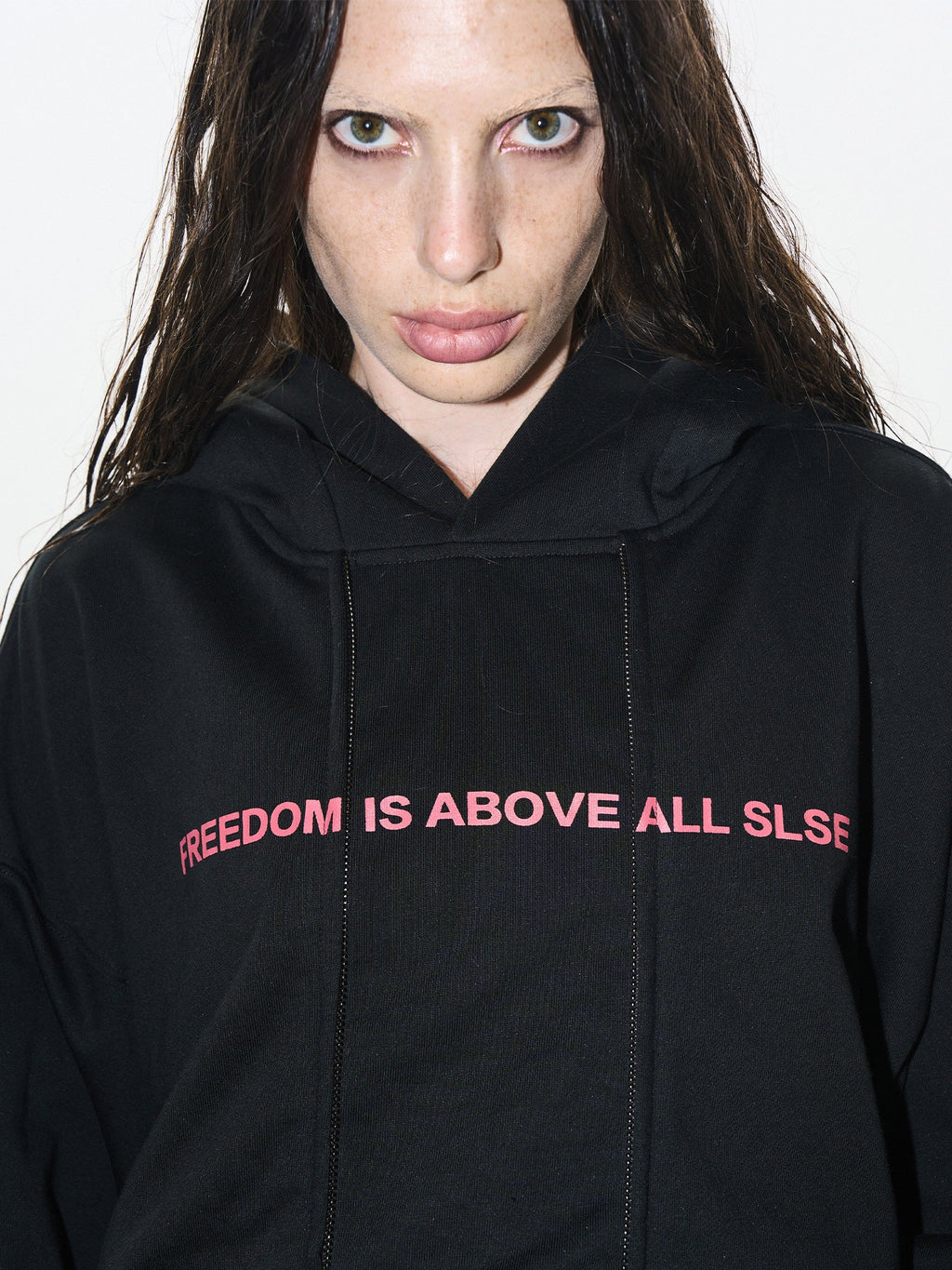 BLIND NO PLAN Double-Layer Patchwork Zipper Printed Hoodie