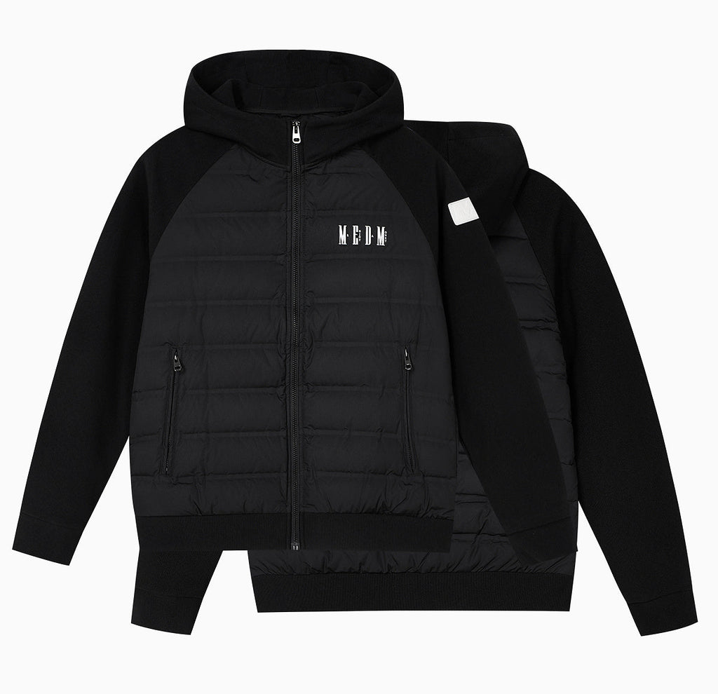 MEDM Patchwork Raglan Sleeve Lightweight Hooded Down Jacket