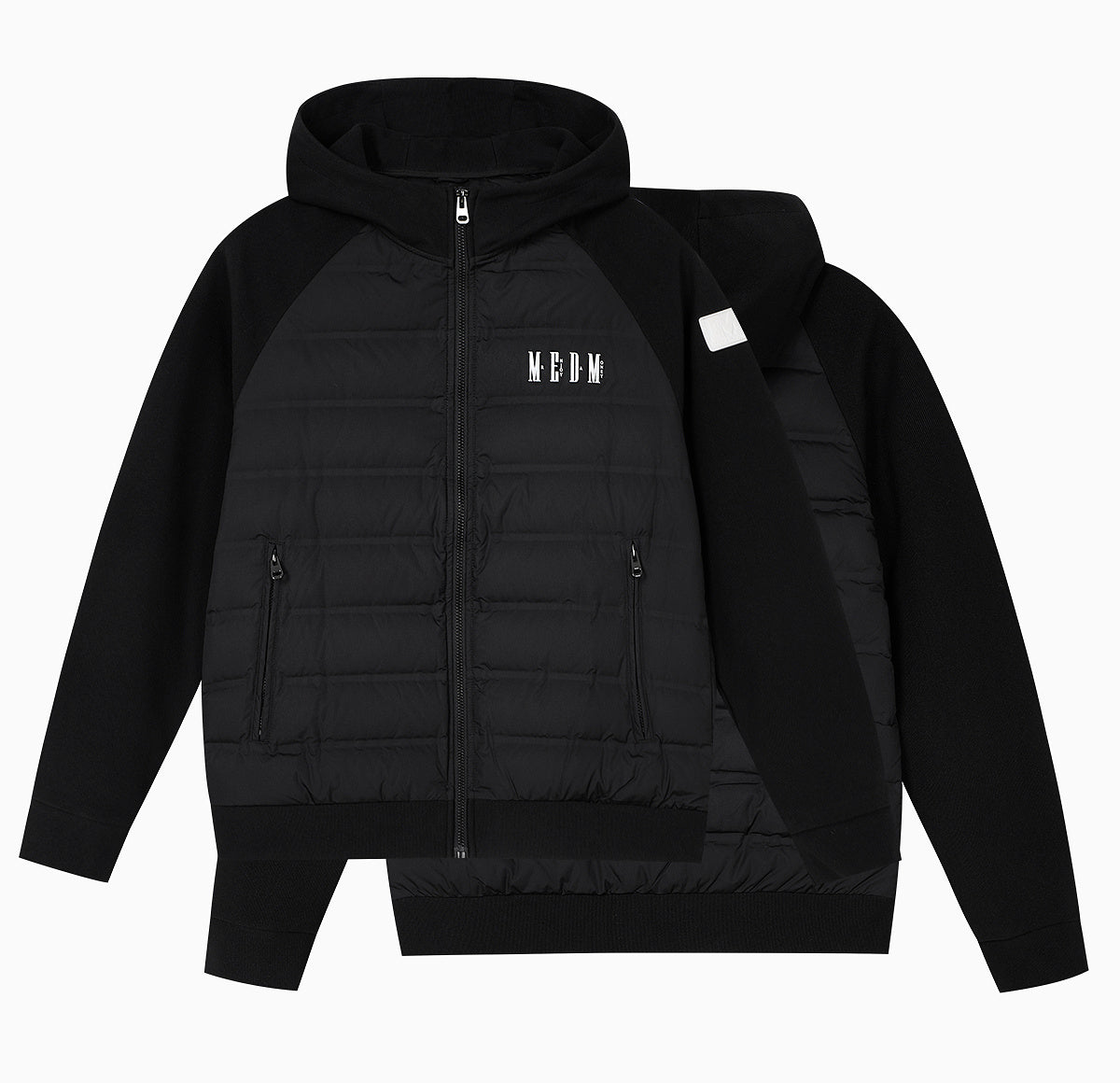 MEDM Patchwork Raglan Sleeve Lightweight Hooded Down Jacket