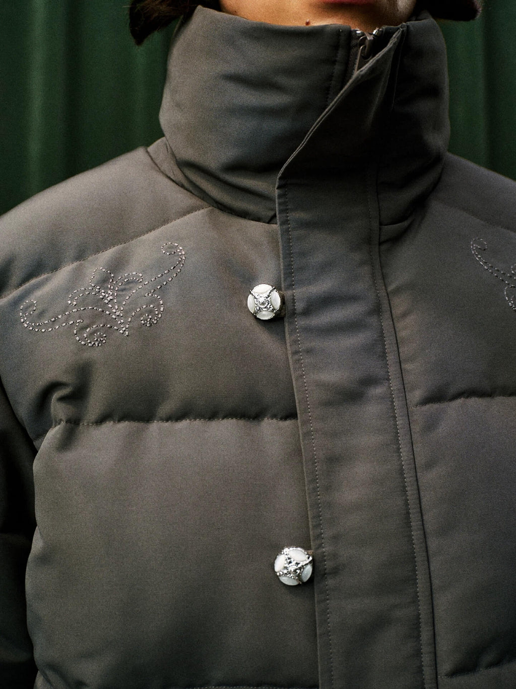 YADcrew Decorative Snap Button Puffer Jacket