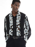 EMPTY REFERENCE Plaid Lace Patchwork Long Sleeve Shirt