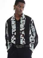 EMPTY REFERENCE Plaid Lace Patchwork Long Sleeve Shirt