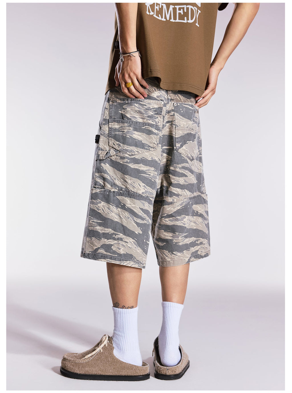 Remedy Leopard and Camouflage Work Painter Baggy Shorts