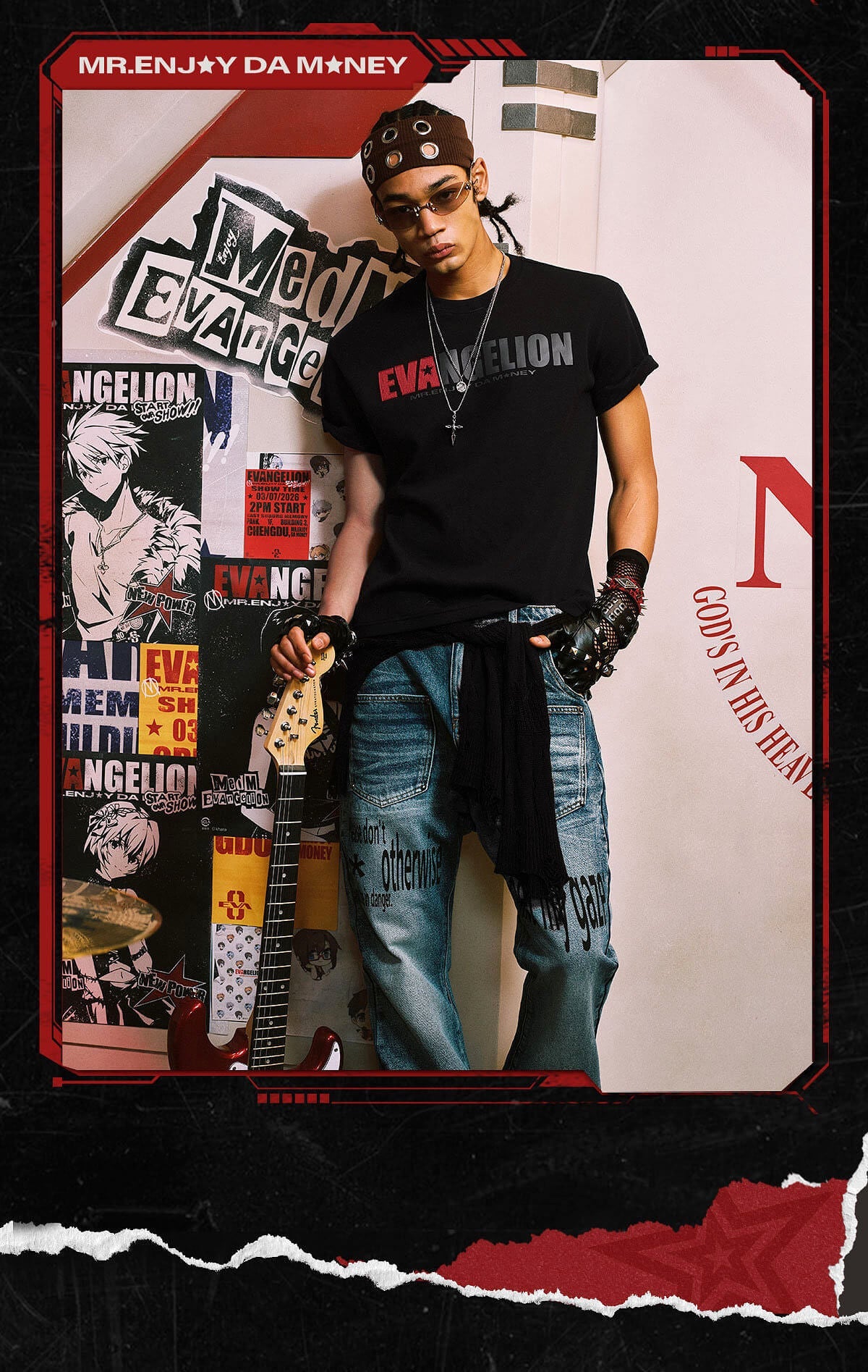 MEDM x EVA NEVER END Mixed Embroidery Print Logo Tee