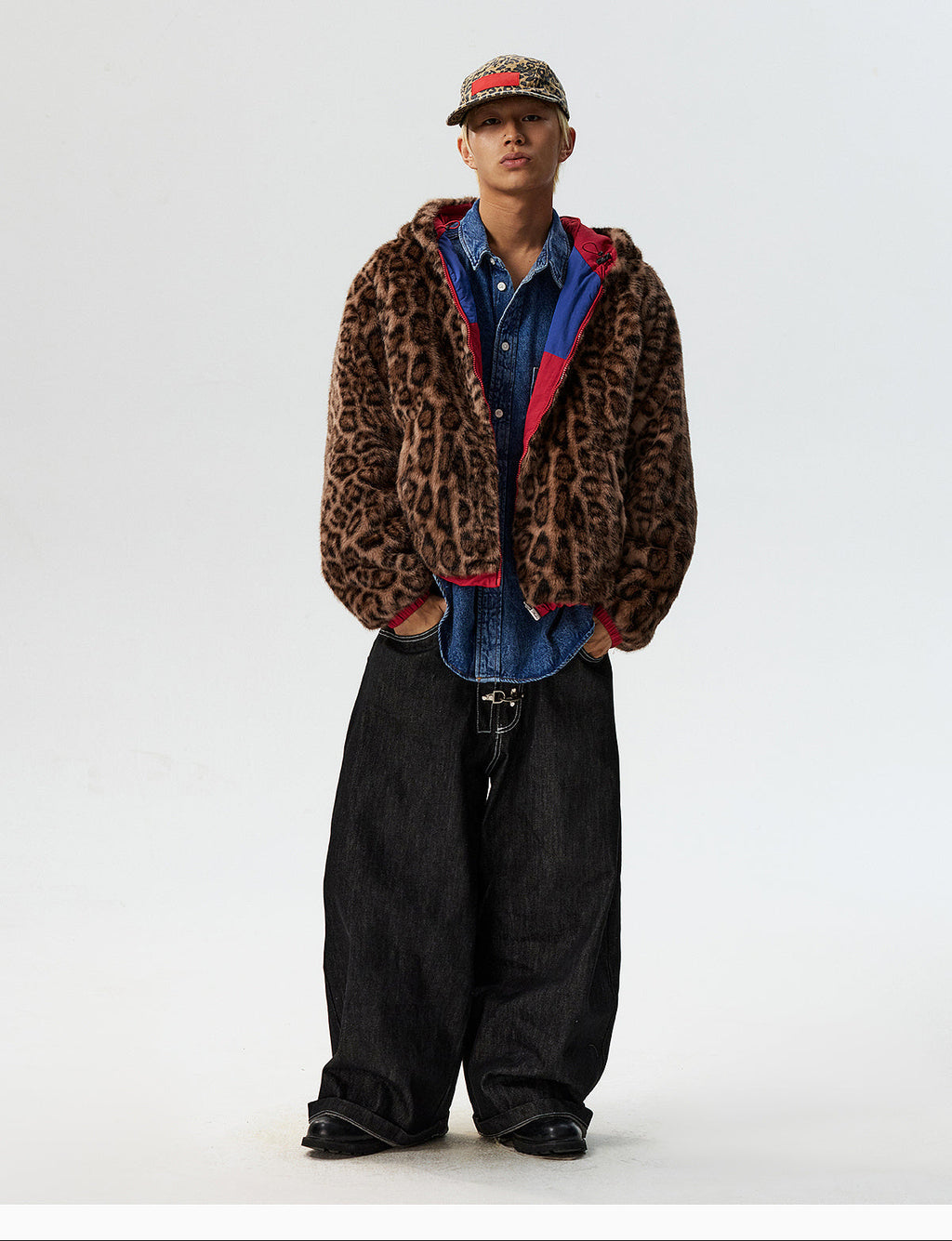 MEDM Reversible Leopard Fur Hooded Track Jacket