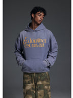 NOVACAM Washed Distressed Vintage Letters Logo Hoodie