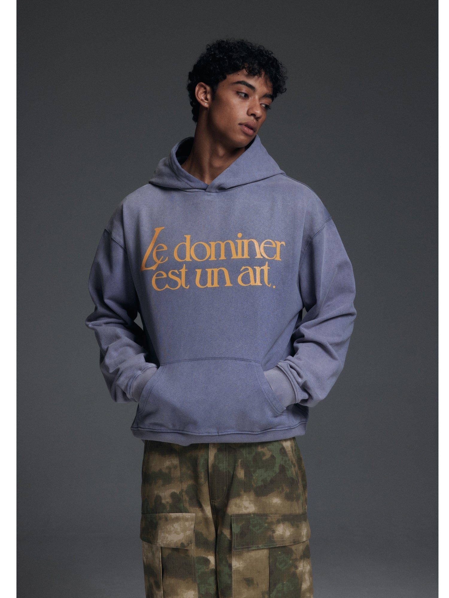 NOVACAM Washed Distressed Vintage Letters Logo Hoodie