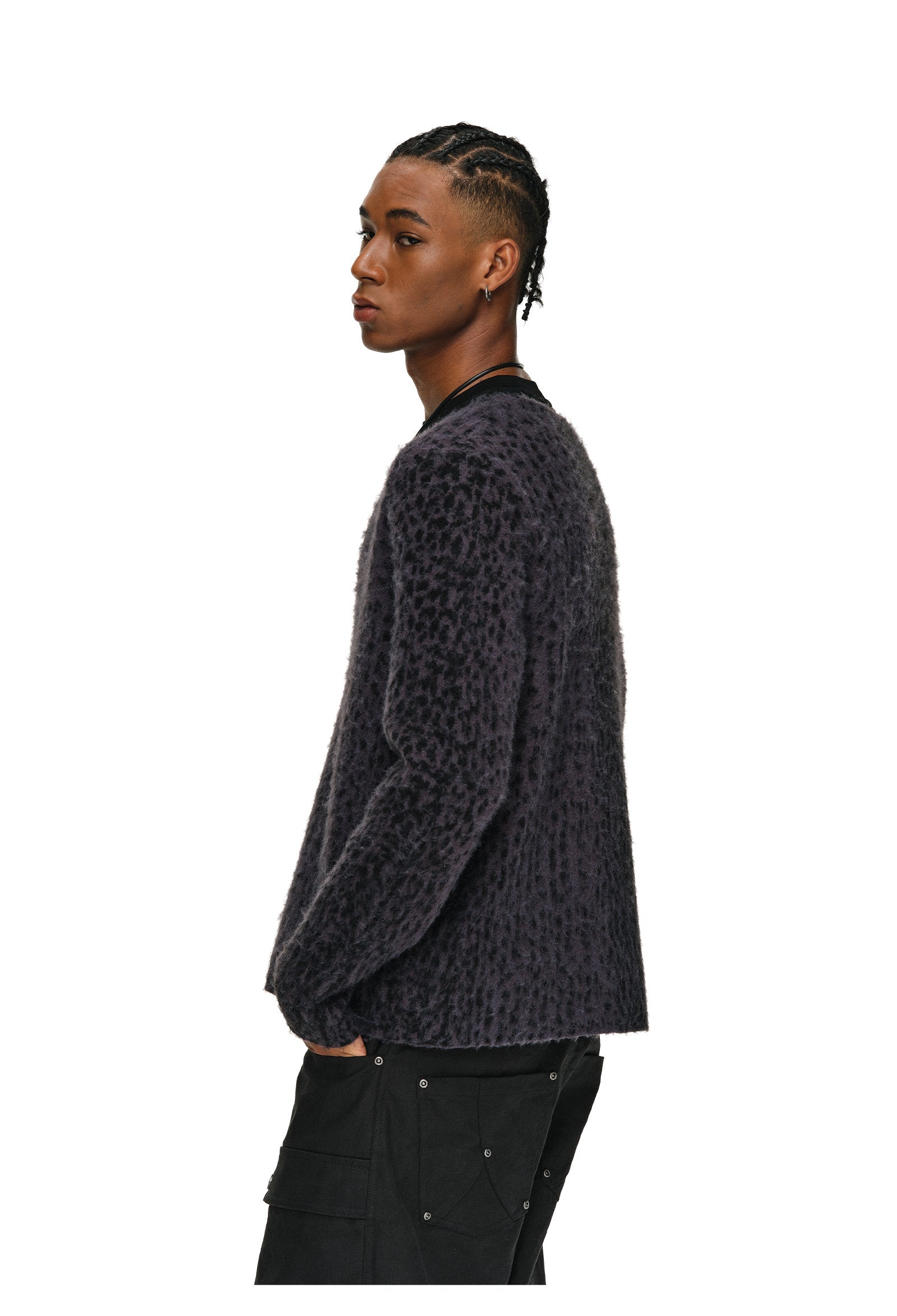 ANTIDOTE Dark Leopard Brushed Knit Cardigan