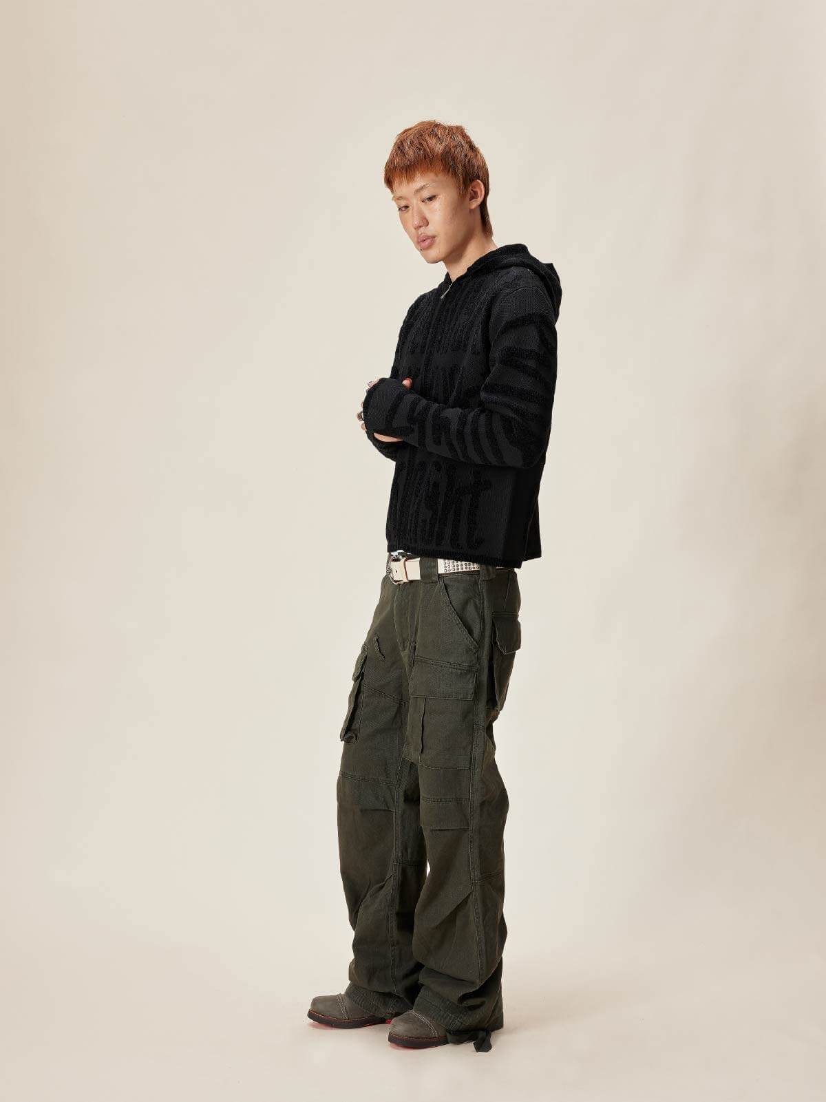 EVILKNIGHT(EK) Jacquard Knit Zip Up Hoodie