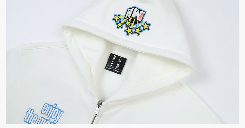 MEDM Blooming Star Embroidered Zip-Up Hoodie