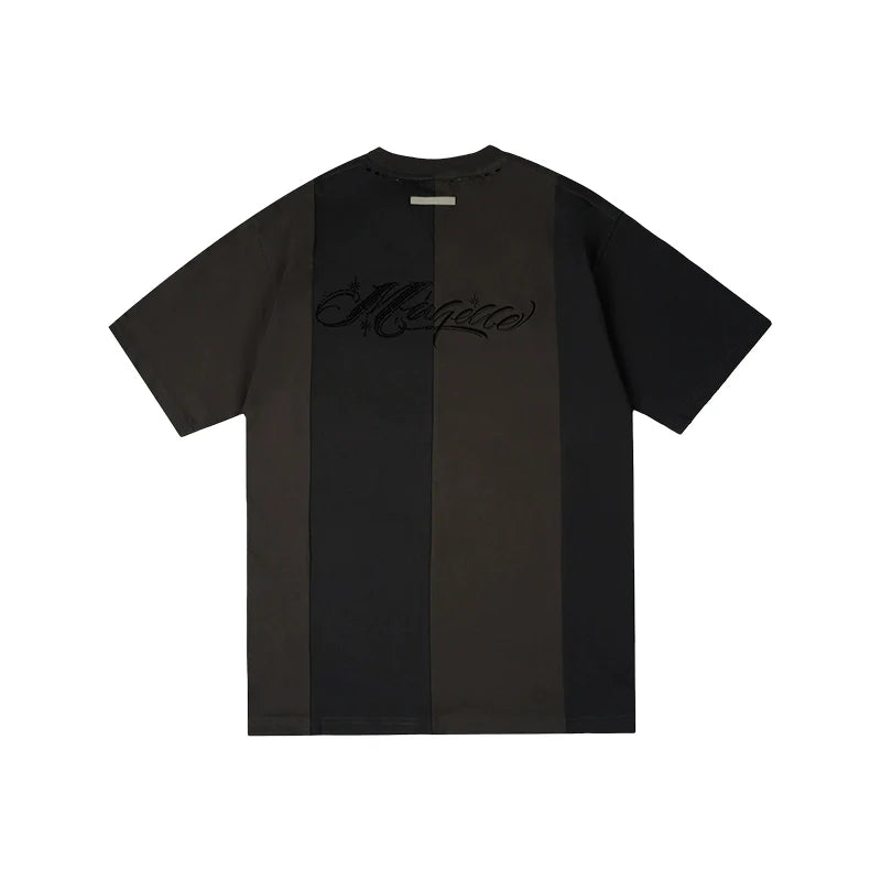 Labt Rhinestone Distressed Reconstructed Stripe Tee