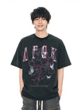 AFGK Metal Rose Print Distressed Washed Tee