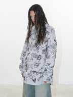 BLIND NO PLAN Graffiti Digital Print Long Sleeve Shirt