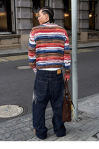 STEEPC Multicolor Gradient Heart Patch Knit Cardigan