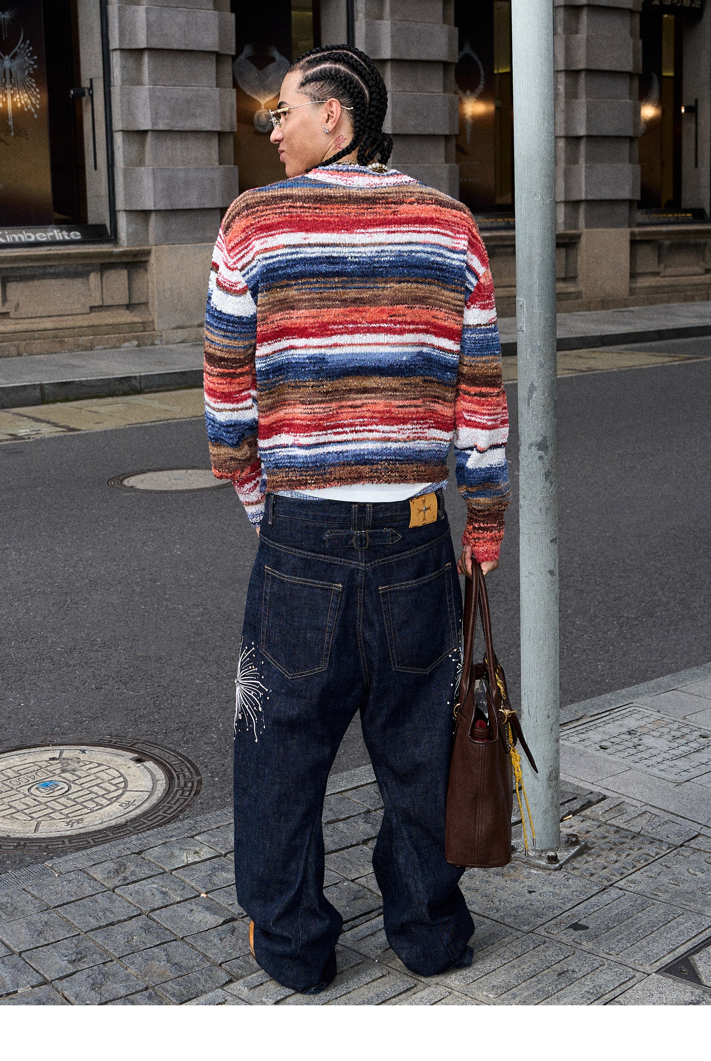 STEEPC Multicolor Gradient Heart Patch Knit Cardigan