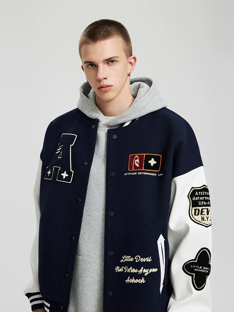 Achock Flocked Baseball Jacket