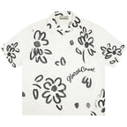 Harsh and Cruel Hand Painted Watercolor Flowers Handwritten Logo Cuban Shirt