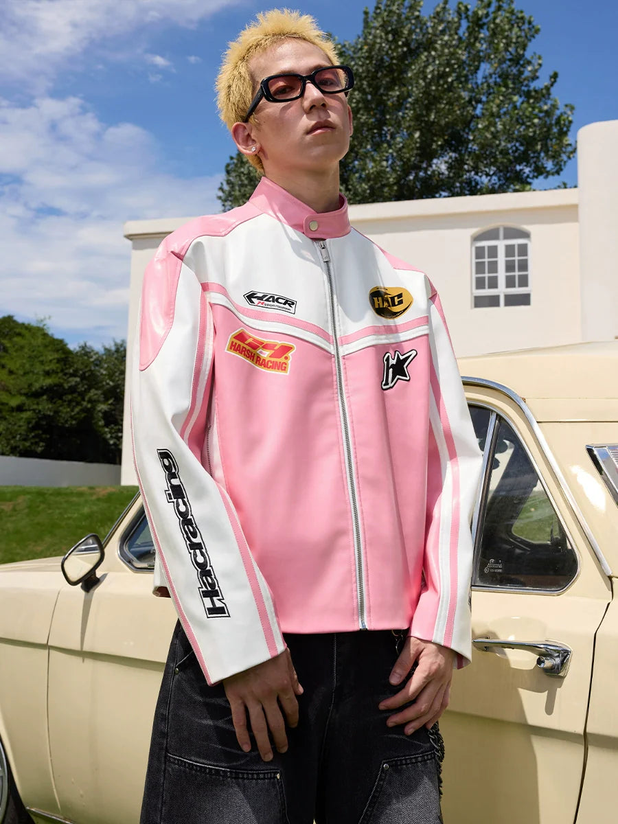 Harsh and Cruel Barbie Pink Embroidered Racing Jacket