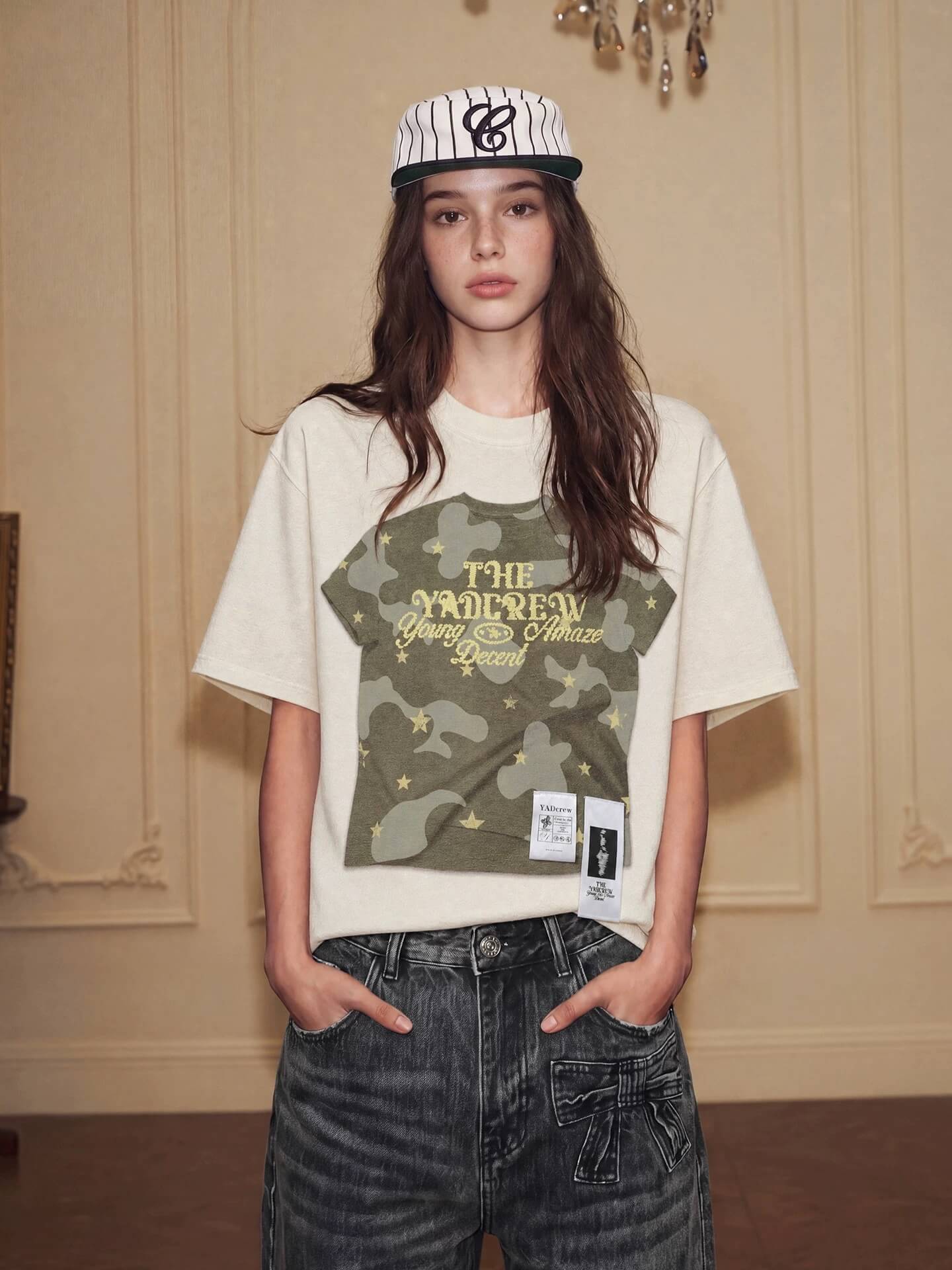 YADcrew Digital Print Camouflage Star Tee