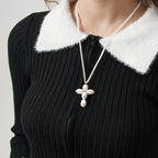 AWE Pearl Cross Pendant Necklace