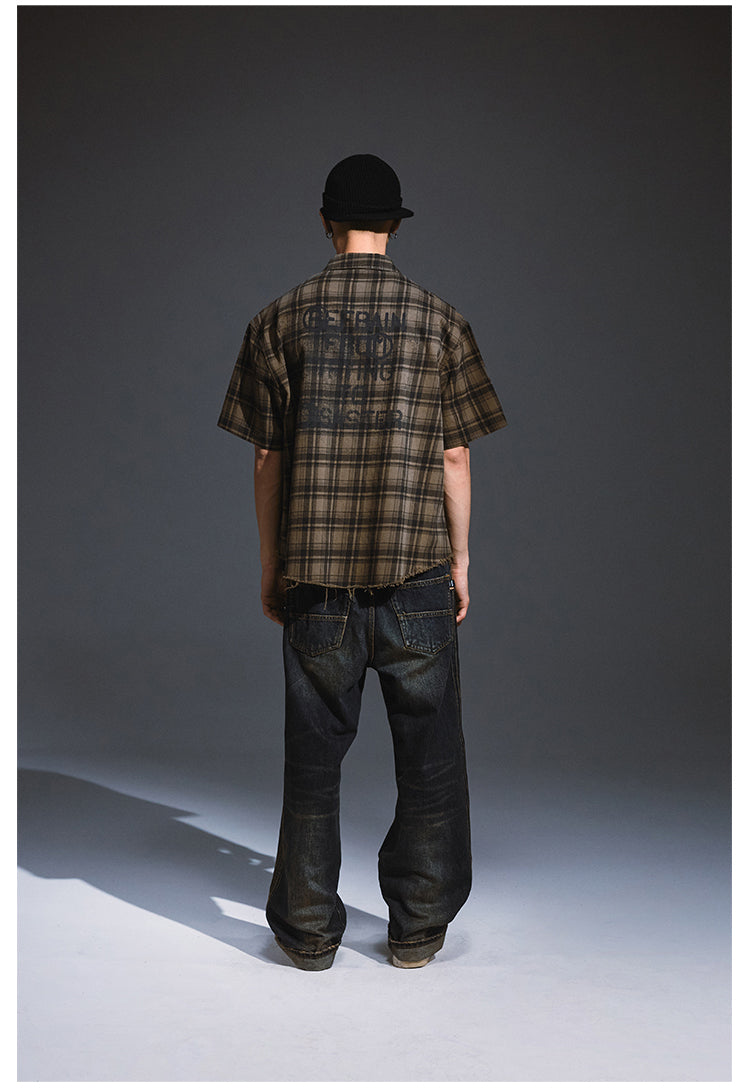 Remedy Skull Print Plaid Short Sleeve Shirt