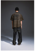 Remedy Skull Print Plaid Short Sleeve Shirt