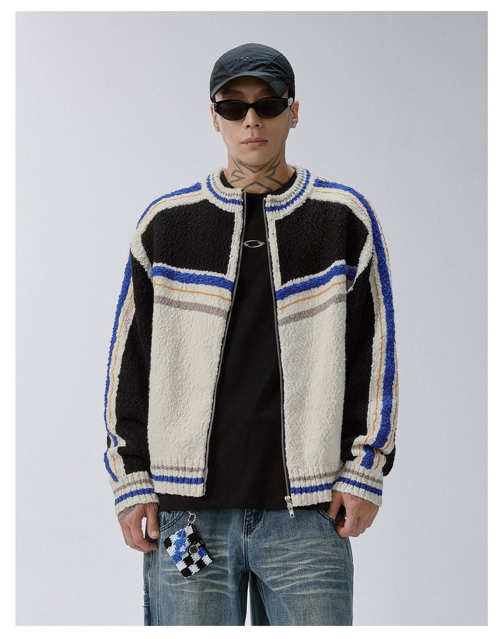 F2CE Color Block Zip Knit Cowichan Cardigan