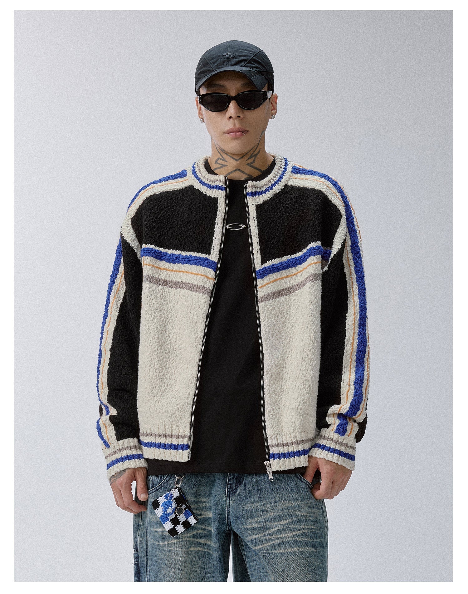 F2CE Color Block Zip Knit Cowichan Cardigan
