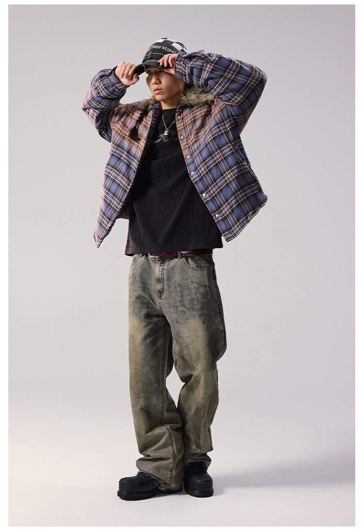 Remedy Gradient Plaid Quilted Lined Shirt Jacket