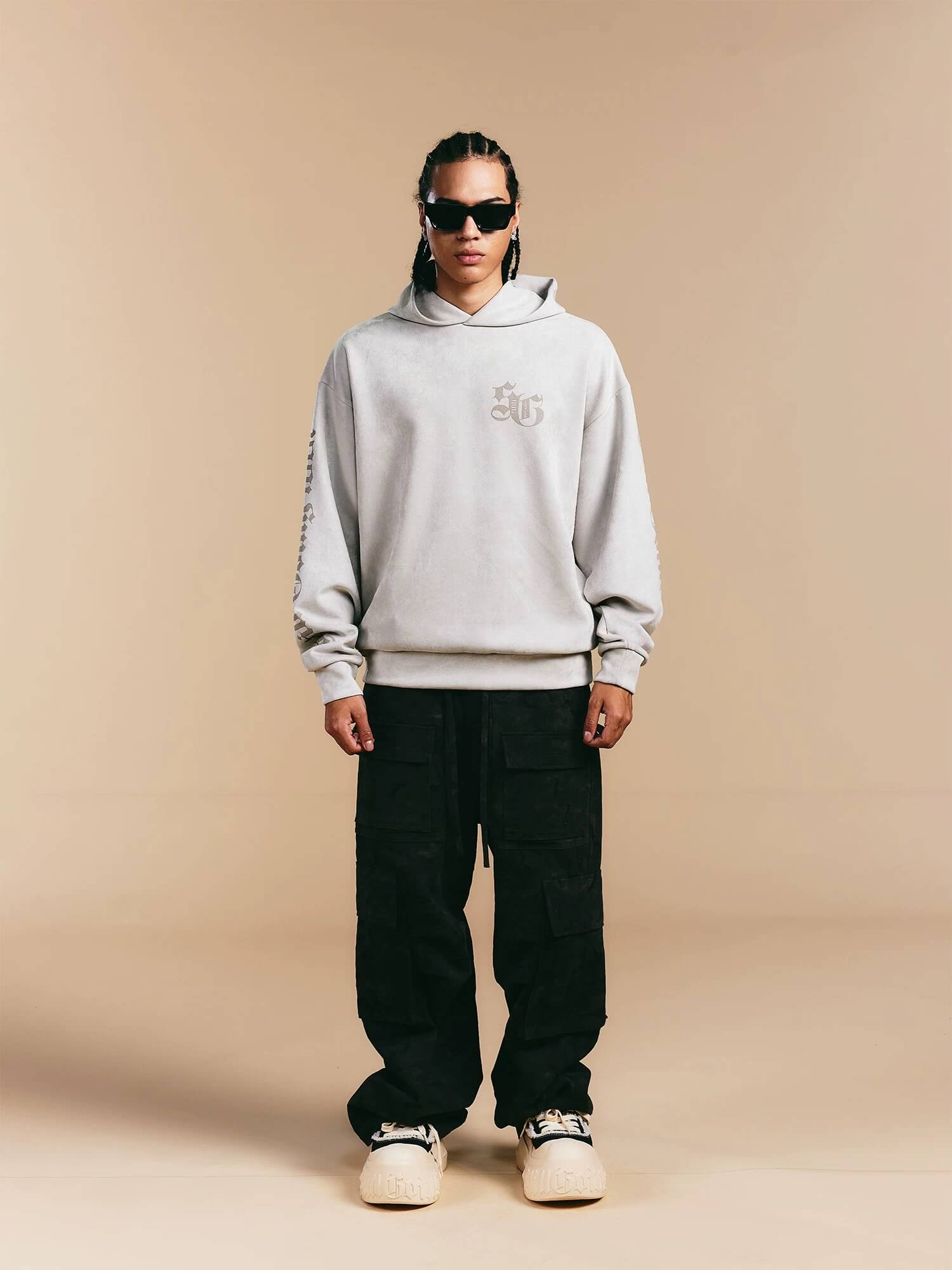 1807 Gothic Burnout Suede Hoodie