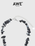 AWE Black Crushed Stone Pearl Beaded Necklace