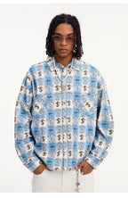 Small Town Kid Cross Logo Original Plaid Full-Print Long Sleeve Shirt