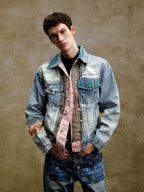 YADcrew Washed Digital Print Denim Jacket