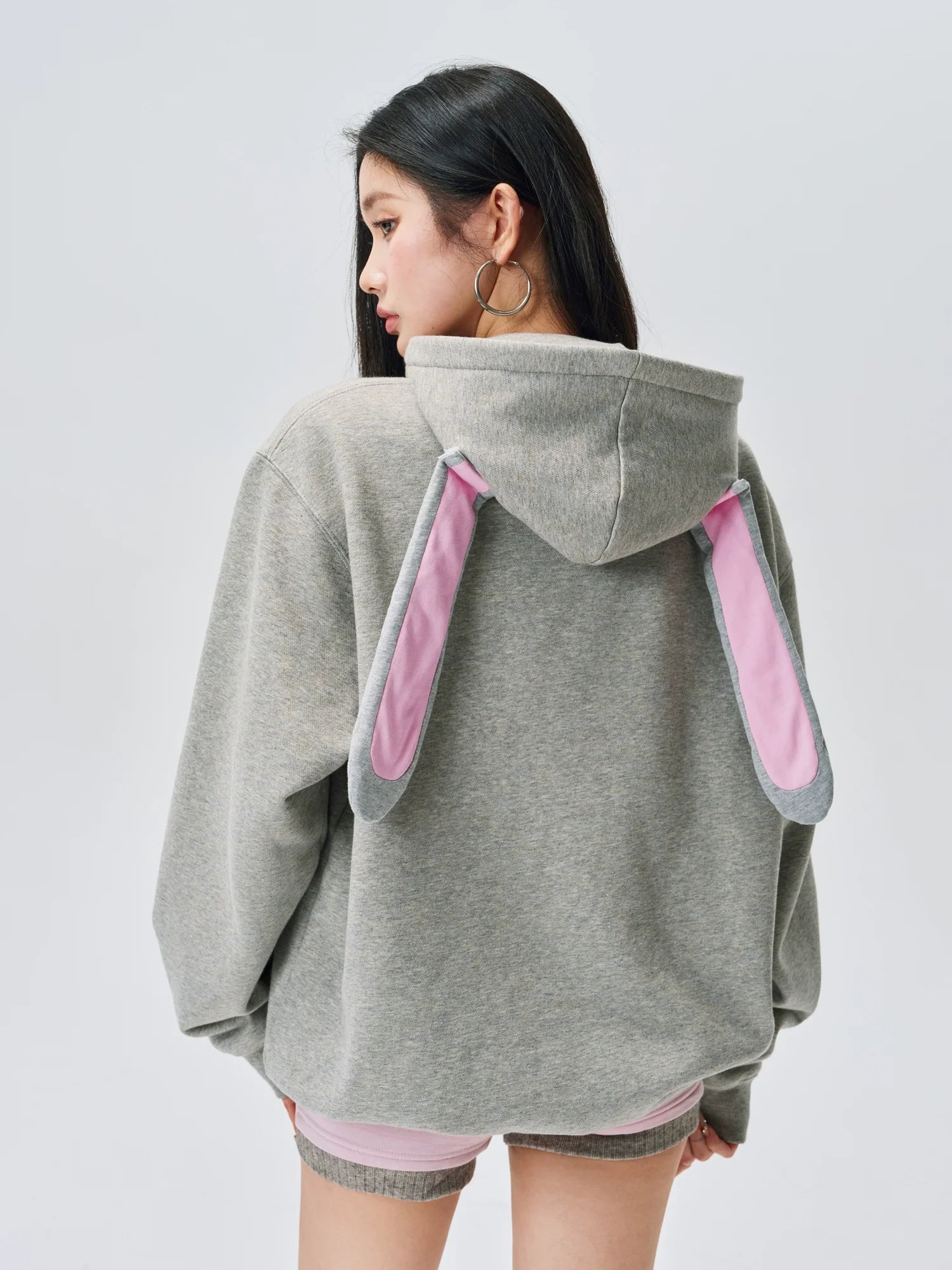 MEDM Bunny Ears Hooded Zip-Up Hoodie
