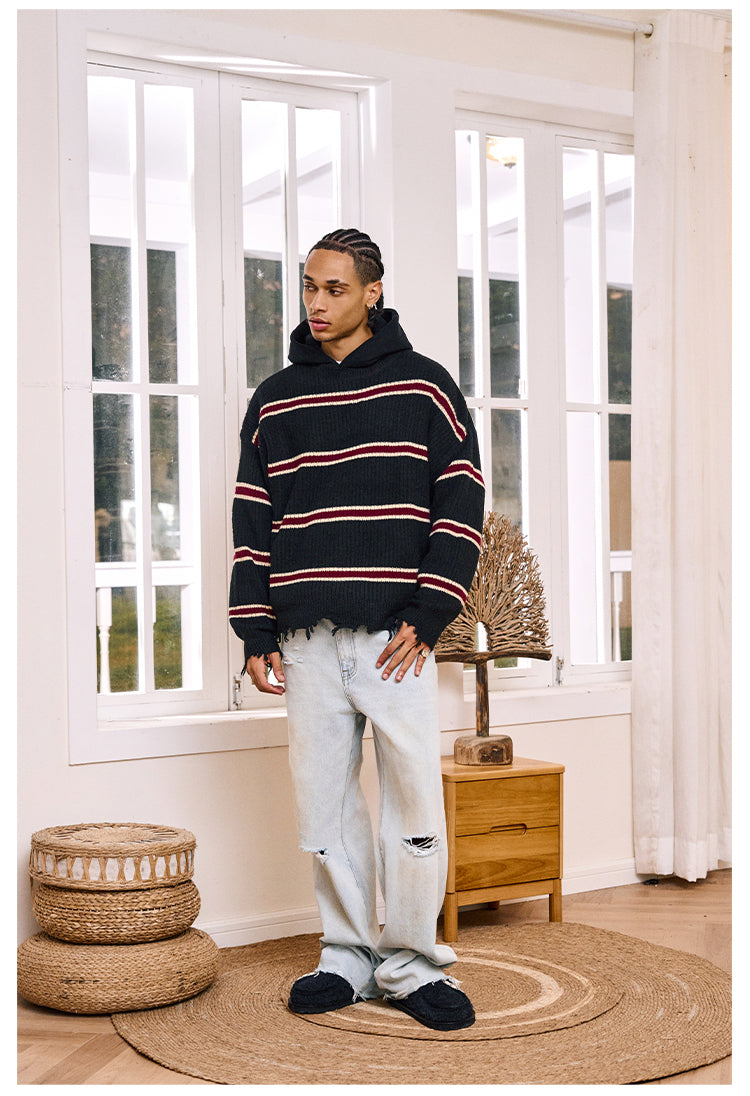 Remedy Striped Distressed Knit Sweater