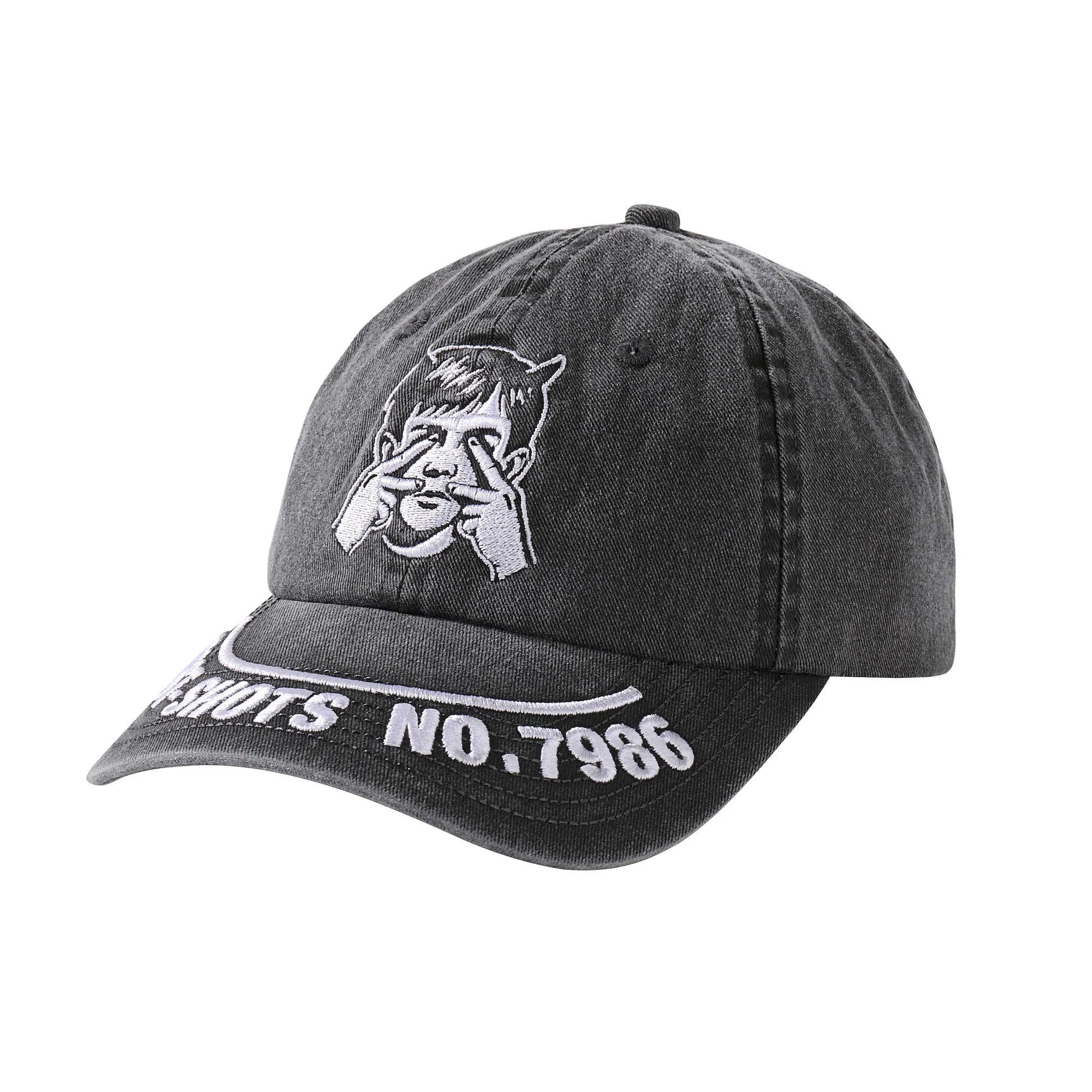 NOVACAM Washed Black Spoof Embroidery Dad Hat