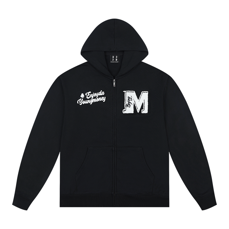 MEDM Towel Applique Embroidery Zip-Up Hoodie