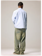 Remedy Letter Print Striped Long Sleeve Shirt