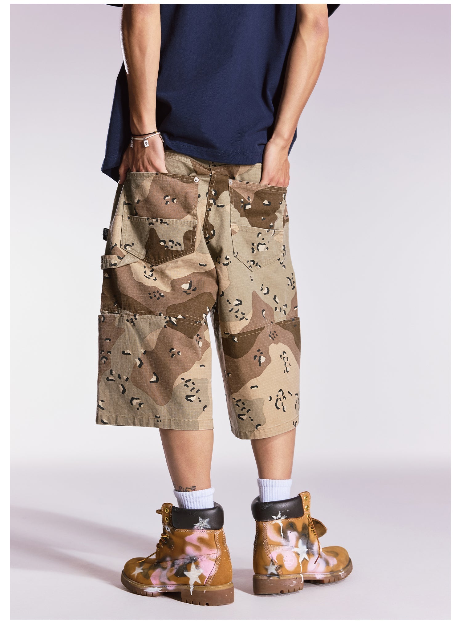 Remedy Leopard and Camouflage Work Painter Baggy Shorts