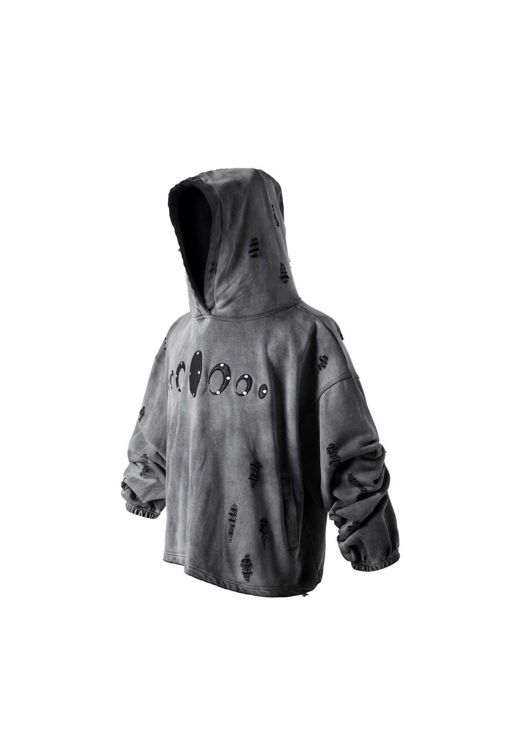 KARMANISTIC Distressed Washed Rivets Hoodie