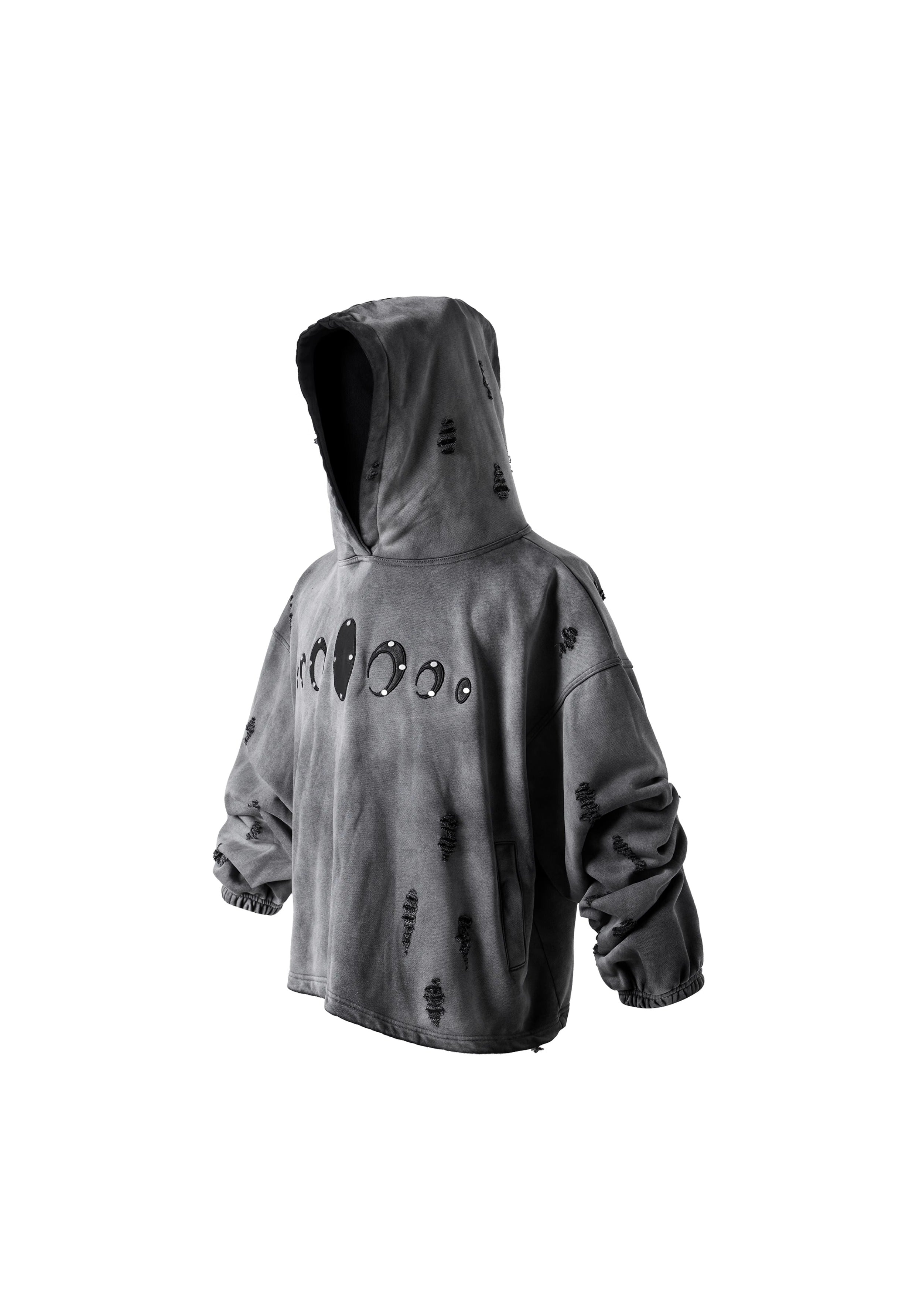 KARMANISTIC Distressed Washed Rivets Hoodie