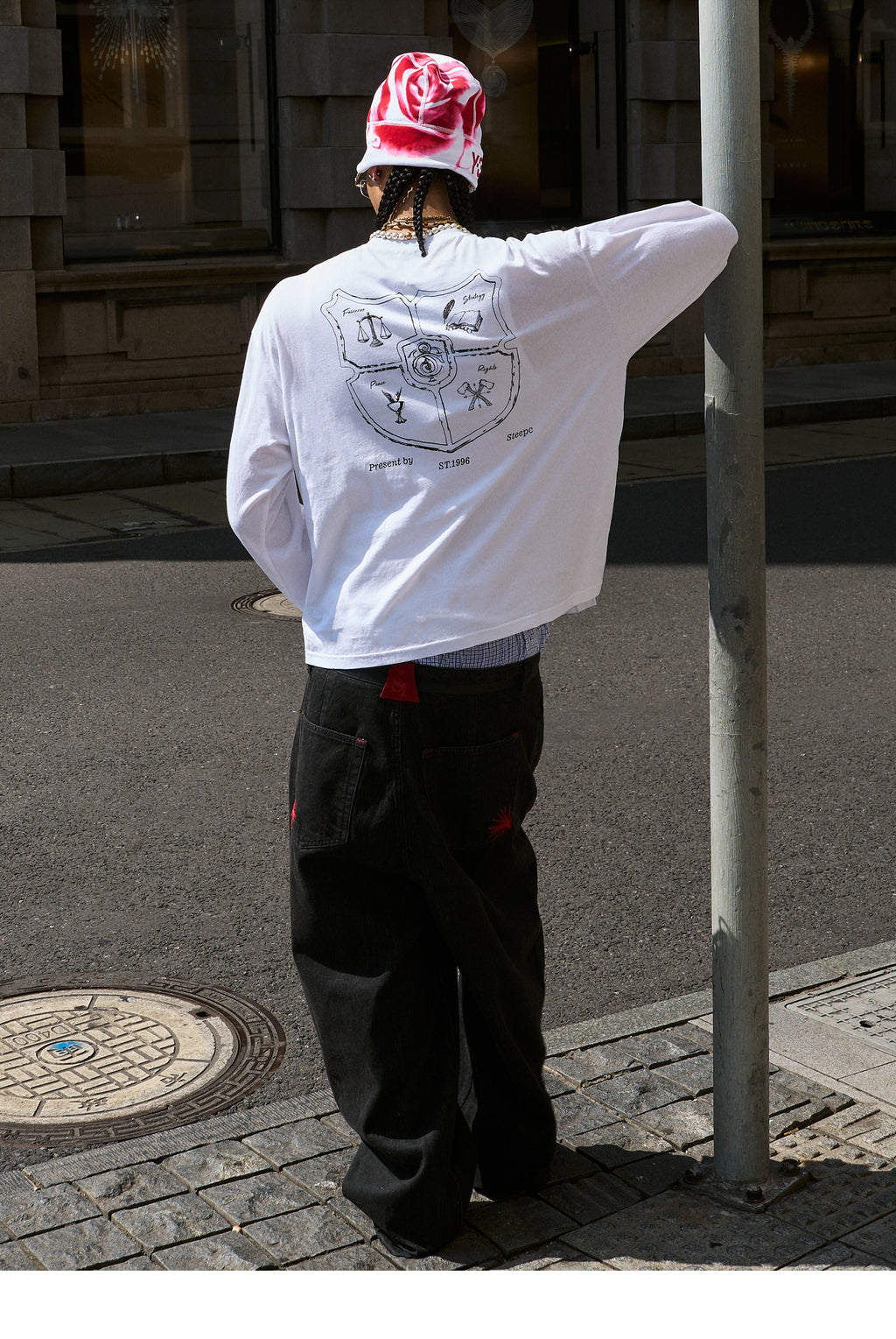 STEEPC Structured Print Double Breasted Long Sleeve Tee