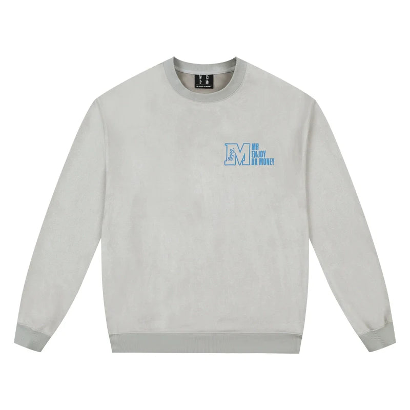 MEDM Logo Label Embroidered Suede Sweatshirt
