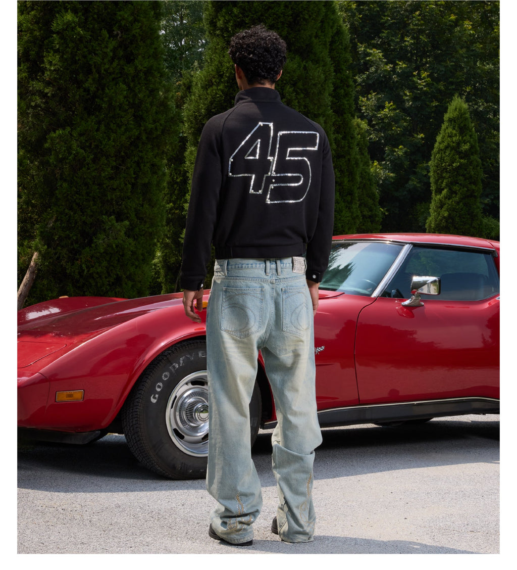 S45 Flame Sequin Wool Harrington Jacket